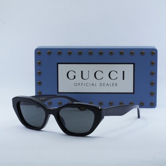 Gucci GG1638S 001 Cat Eye Sunglasses - Black/Smoke - Picture 1 of 10